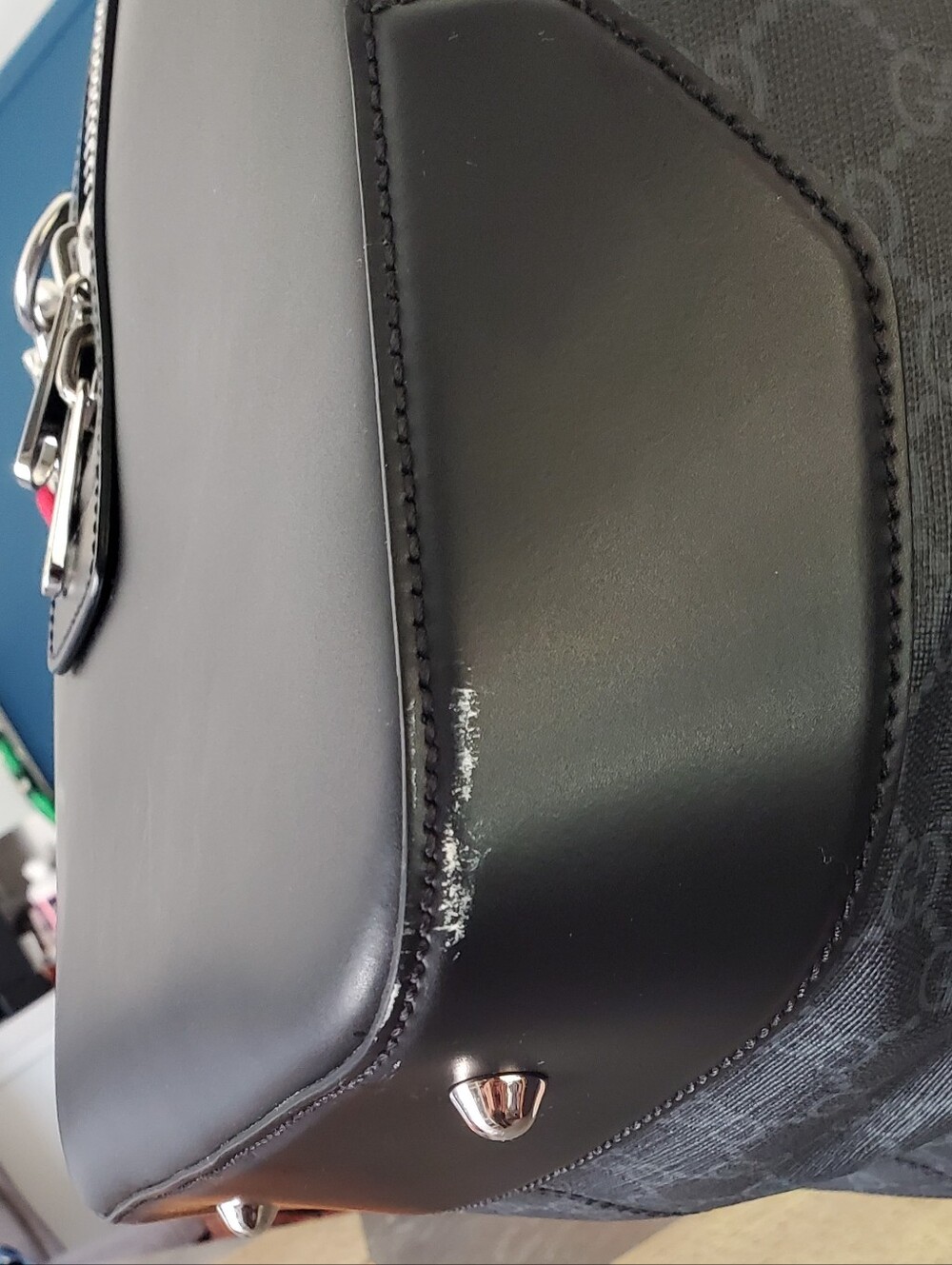 Gucci Black GG Supreme Duffel with Red and Blue Web Strap - Picture 8 of 12